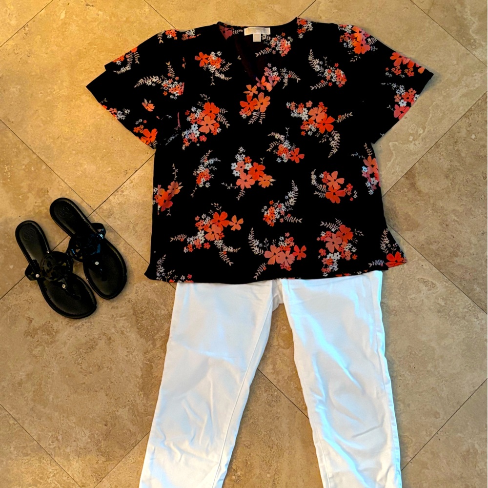Michael Kors short sleeve floral top